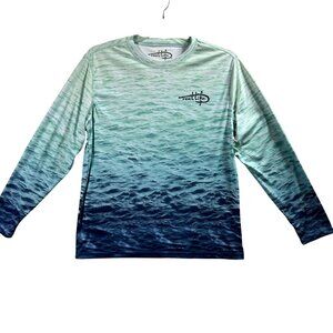 Reel Life Mens M Womens L Ocean Wave Rash Guard UPF 50 Shirt Stretchy Beachy